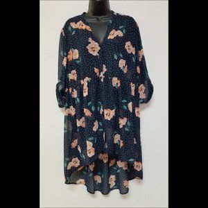 Torrid Navy Floral Dot Chiffon Babydoll Size 0